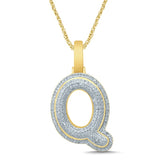 10K 0.30-0.38CT D-BUBBLE LETTER " Q  "